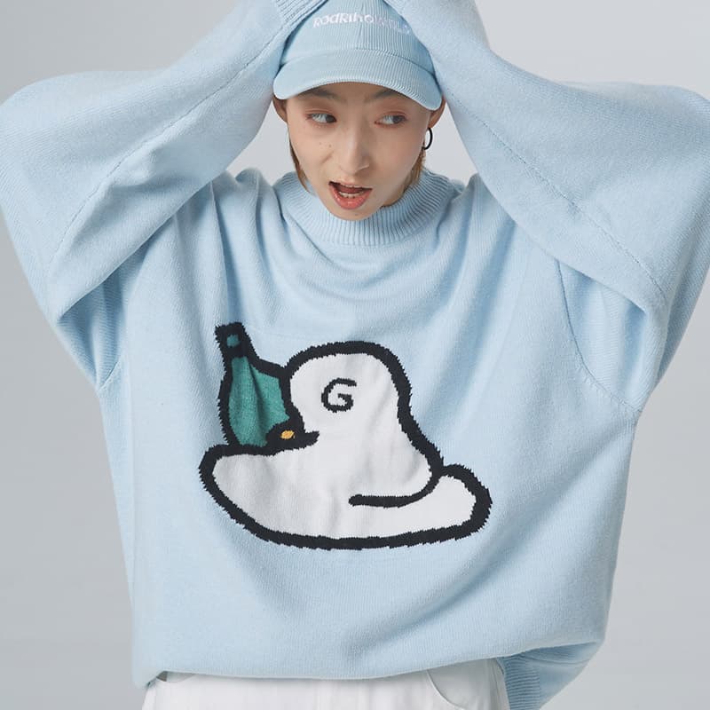 Кофта ROARINGWILD AW21 Beer Duck Jacquard Crewneck Sweater Blue - изображение 3