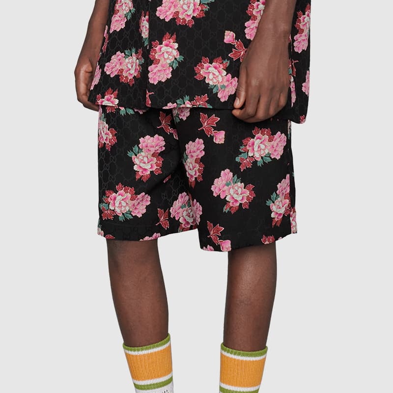 Шорты Gucci Peony Print Silk Shorts - изображение 3