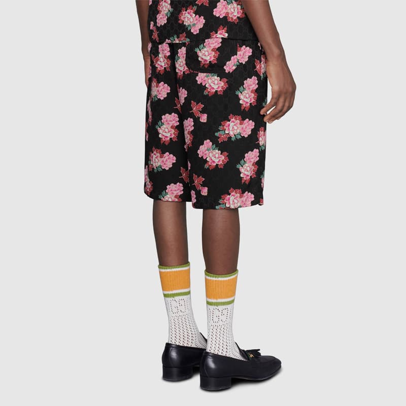 Шорты Gucci Peony Print Silk Shorts - изображение 4