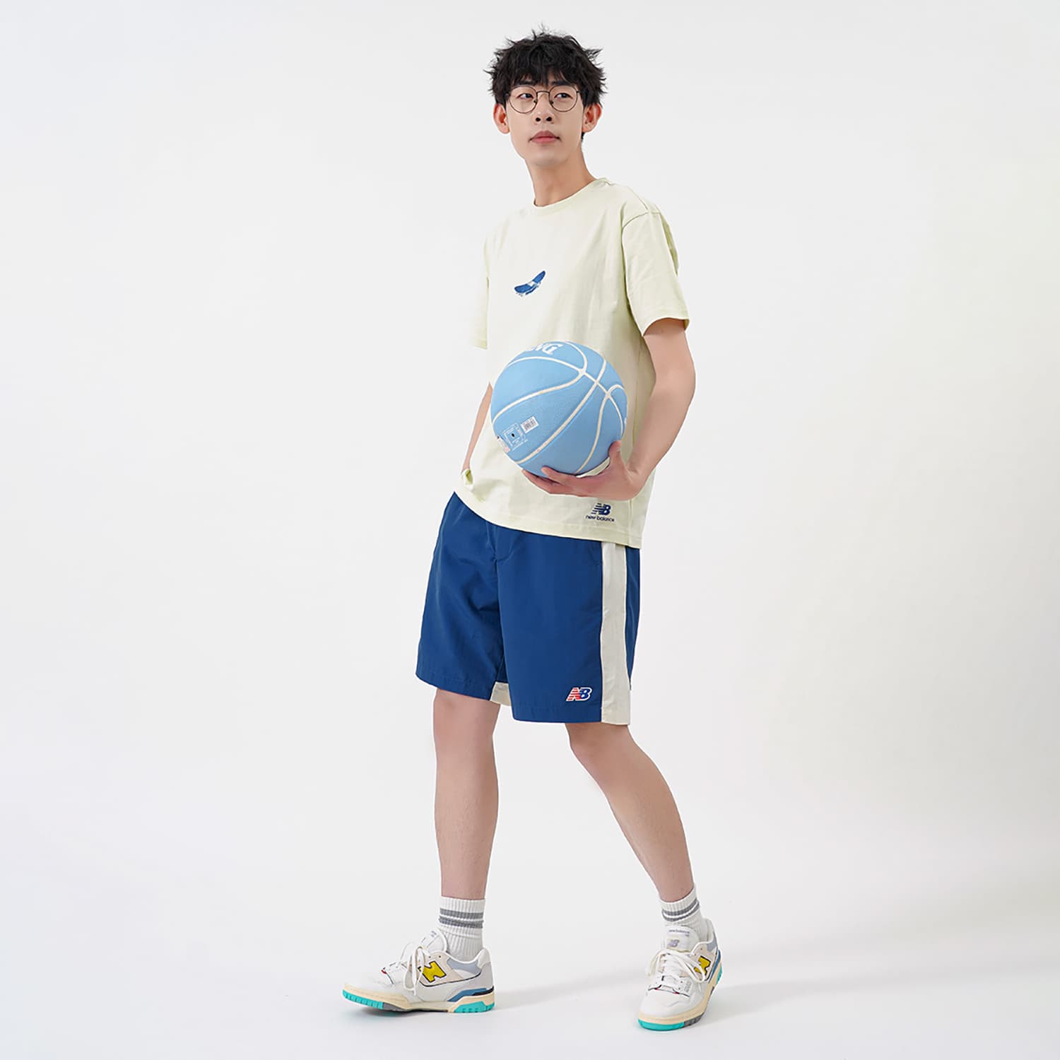 Ретро баскетбольные кроссовки New Balance 550 White Grey Blue - изображение 7