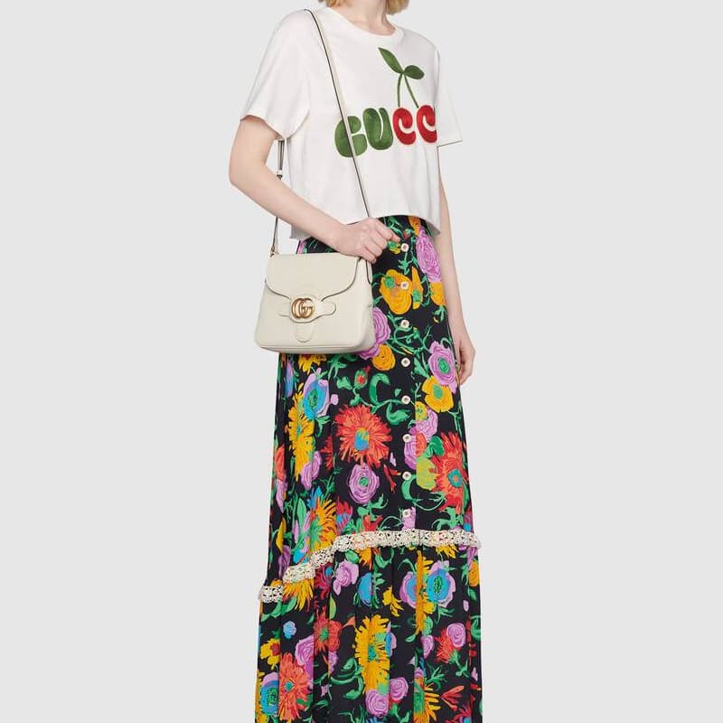 Сумка через плечо Gucci Leather Messenger Bag White - изображение 9