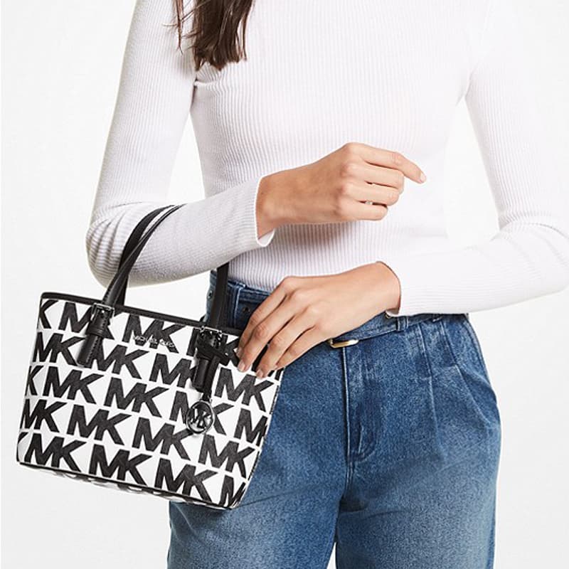 Сумка Michael Kors Jet Set Mini Tote Black White - изображение 4