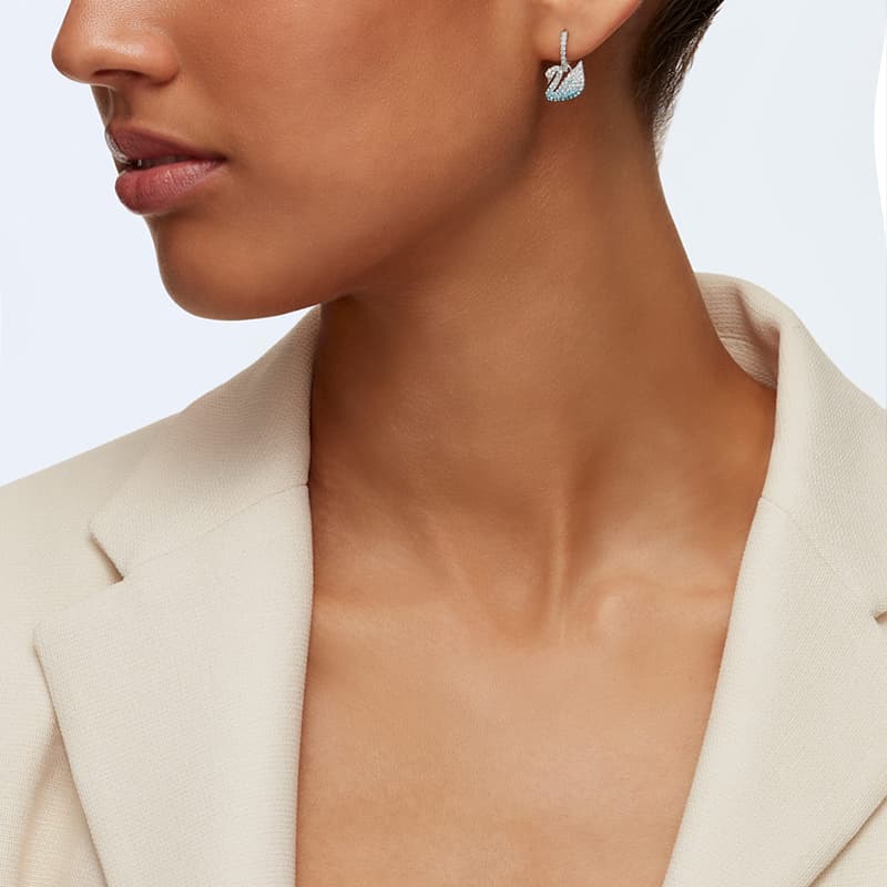 Серьги Swarovski Iconic Swan Earrings Blue - изображение 5