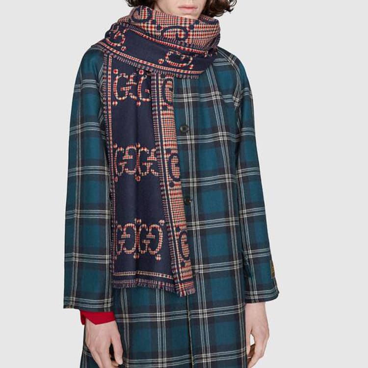 Шарф Gucci GG Scarf Blue/Red - изображение 5