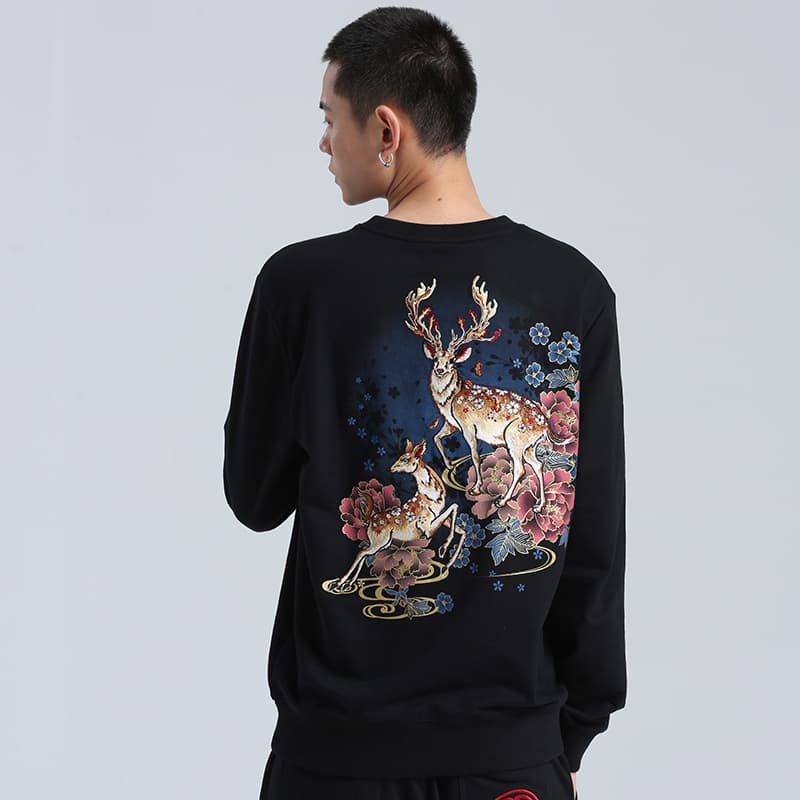 Кофта Oniarai Thief Blue Nara Deer Embroidered Pullover Sweatshirt - изображение 4