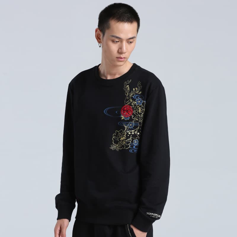 Кофта Oniarai Thief Blue Nara Deer Embroidered Pullover Sweatshirt - изображение 5