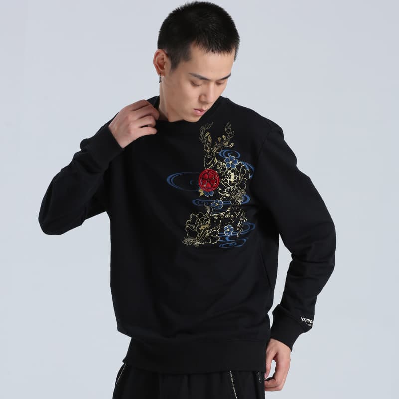Кофта Oniarai Thief Blue Nara Deer Embroidered Pullover Sweatshirt - изображение 3