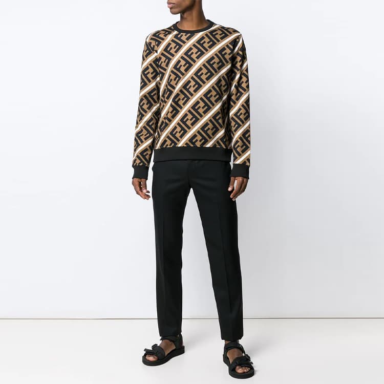 Кофта Fendi Letter Print Crewneck Sweatshirt Brown — фото 4