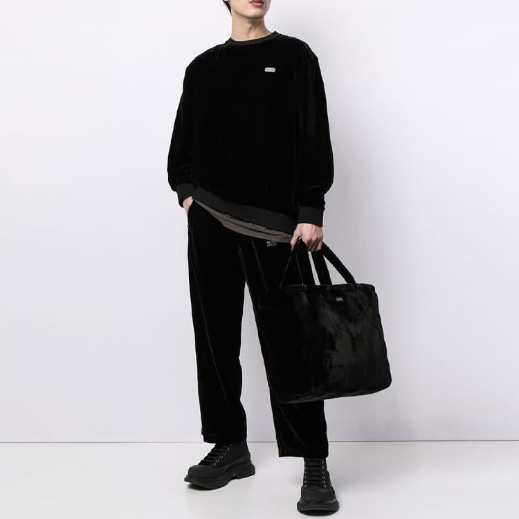 Кофта TEAM WANG Logo Velvet Sweatshirt Black - изображение 3