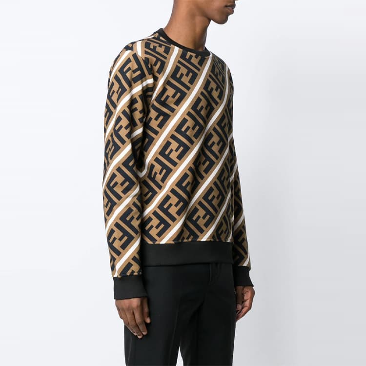 Кофта Fendi Letter Print Crewneck Sweatshirt Brown — фото 3