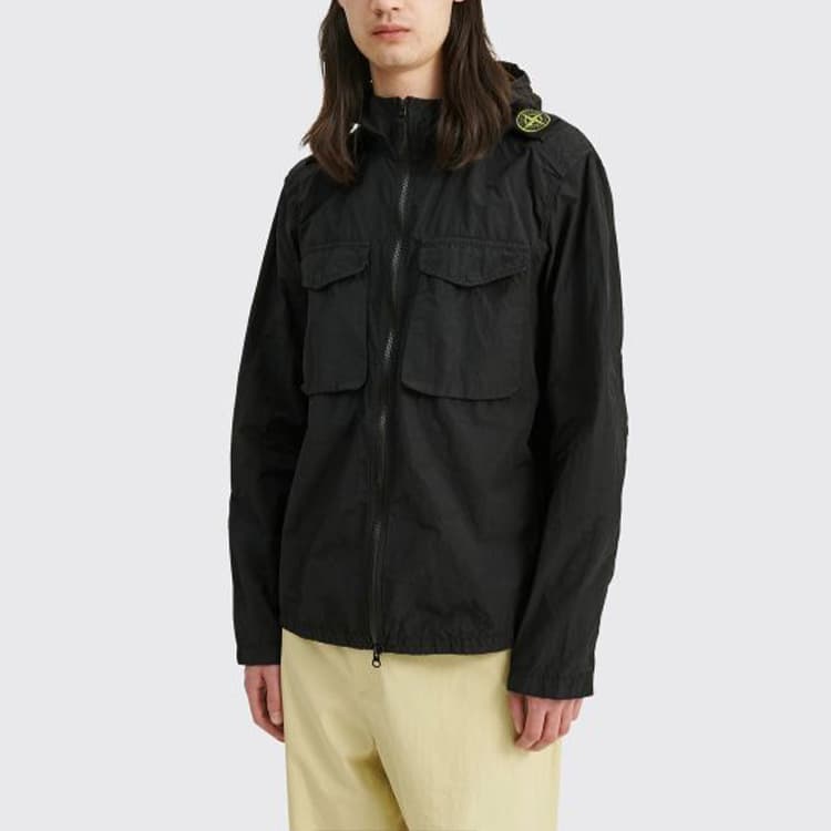 Куртка Stone Island SS21 Logo Print Hooded Jacket Black - изображение 3