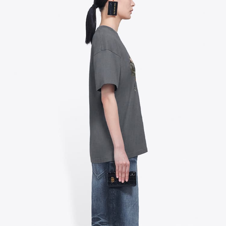 Футболка Balenciaga Band Portrait Logo T-Shirt Gray - изображение 11
