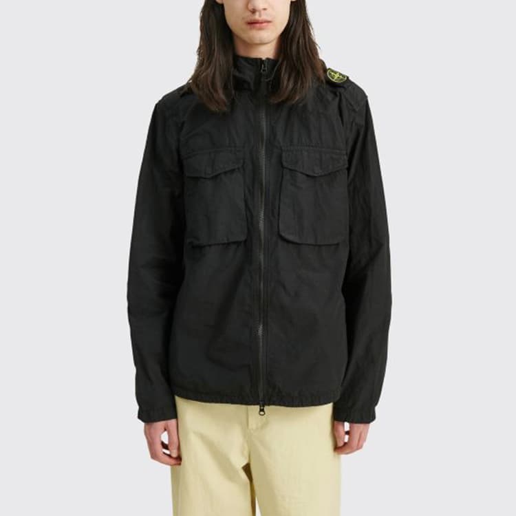 Куртка Stone Island SS21 Logo Print Hooded Jacket Black - изображение 5