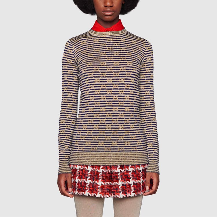 Кофта Gucci SS21 Striped Logo Sweater - изображение 4