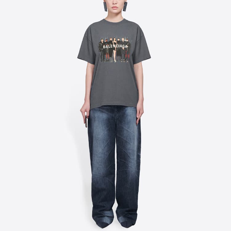 Футболка Balenciaga Band Portrait Logo T-Shirt Gray - изображение 12