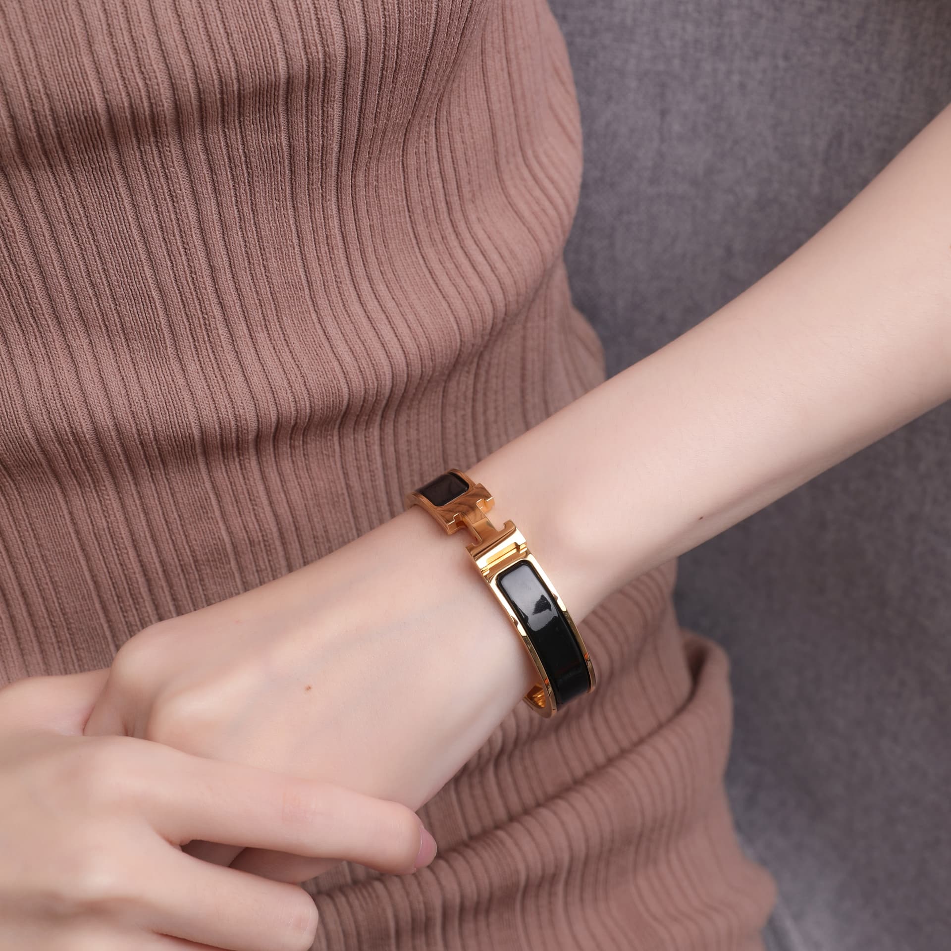 Браслет Hermes Clic H Black Gold - изображение 5