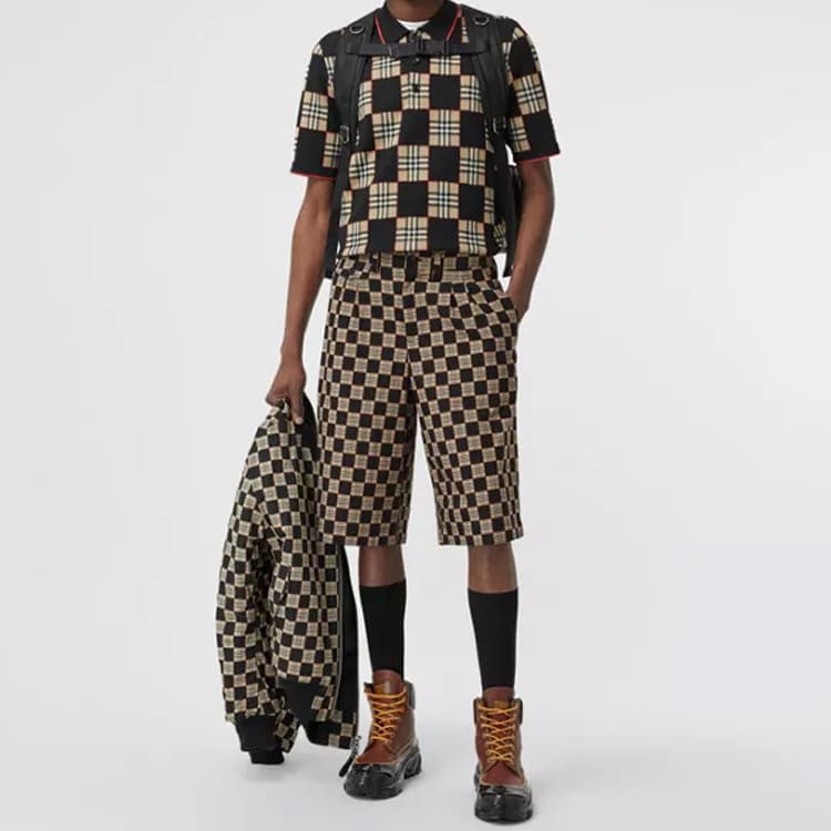Шорты Burberry Chequer Cotton Jacquard Tailored Shorts - изображение 5