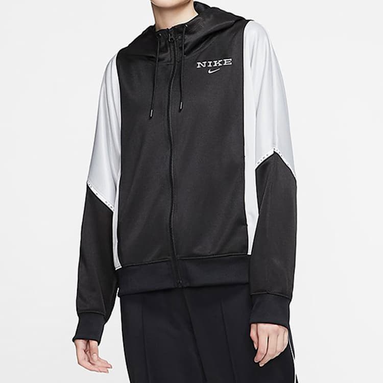 Куртка Nike Sportswear Logo Hoodie Jacket Black White - изображение 4
