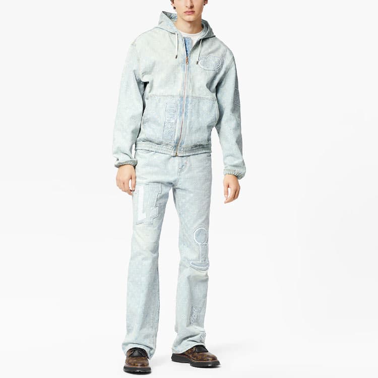 Джинсовая куртка LOUIS VUITTON x NBA Classic Zip Hoodie Denim Jacket - изображение 3