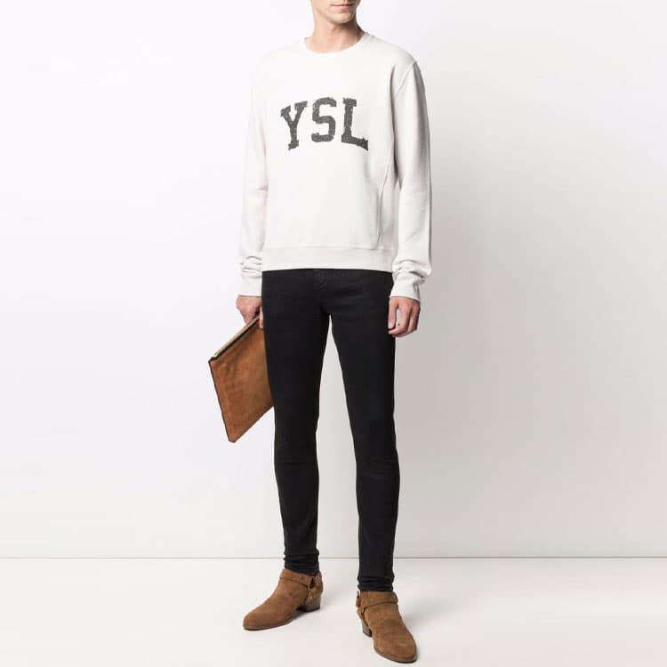 Кофта Saint Laurent Logo Crewneck Sweatshirt White - изображение 3