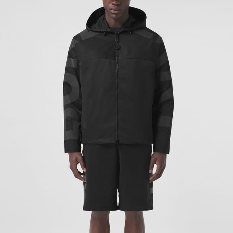Куртка Burberry Letter Print Hoodie Jacket Black - изображение 4