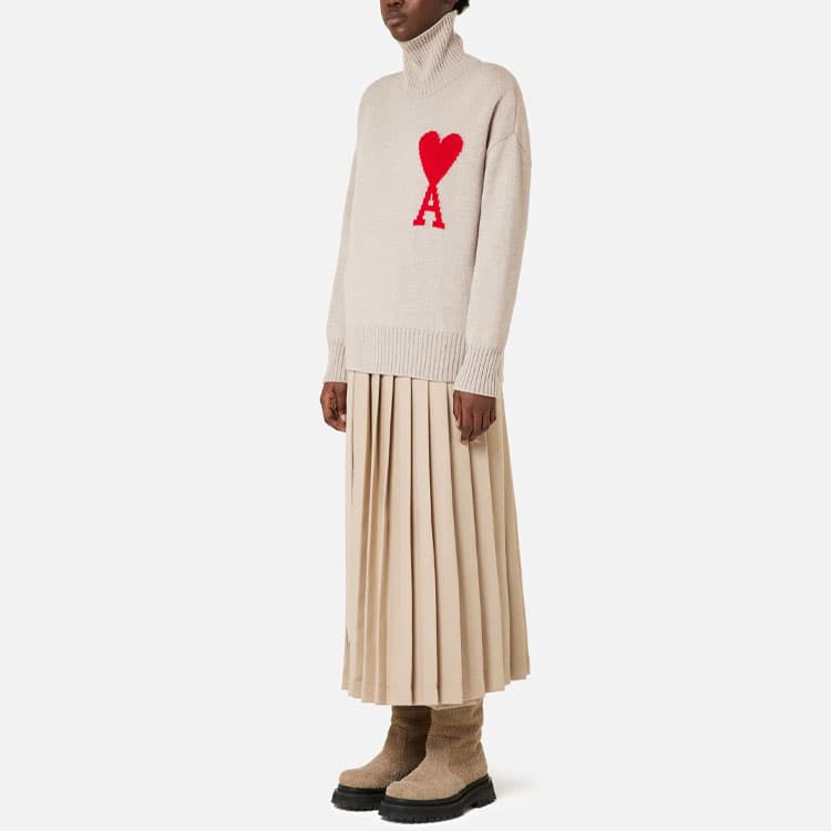 Кардиган AMIPARIS Turtleneck Wool Sweater Champagne - изображение 3