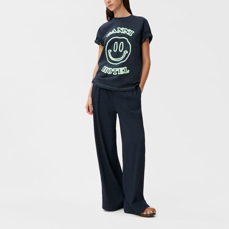 Футболка GANNI SS22 Logo T-shirt Blue — фото 3
