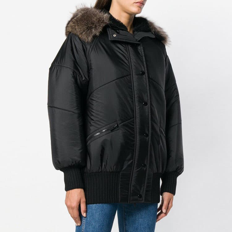 Miu Miu Solid Color Fur Collar Jacket Black - изображение 3