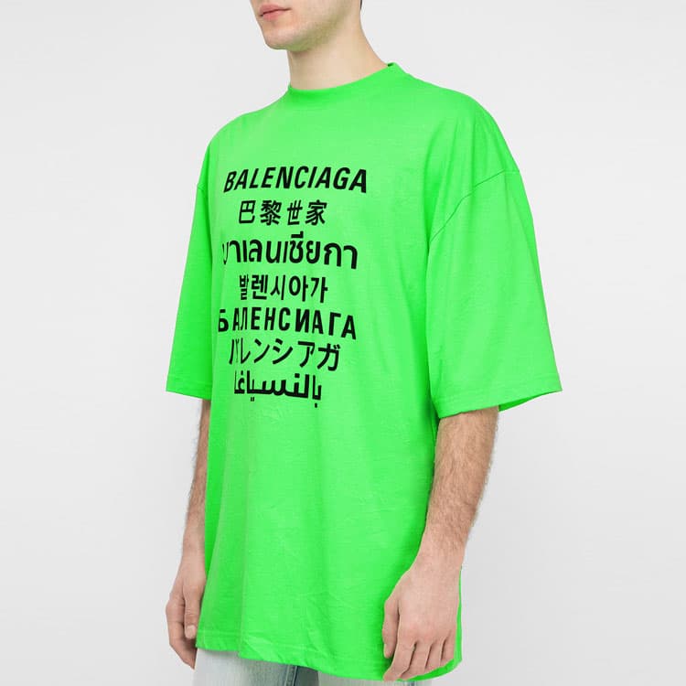 Футболка Balenciaga SS21 Multilingual T-Shirt Green - изображение 3
