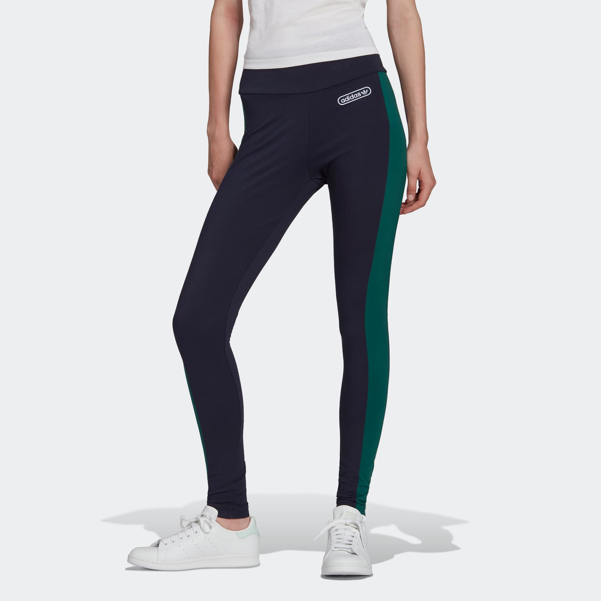 Штаны adidas Originals Leggings Ink Blue Side Stripe - изображение 2