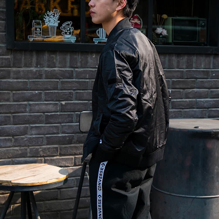 Куртка Converse Logo Baseball Jacket Black - изображение 5