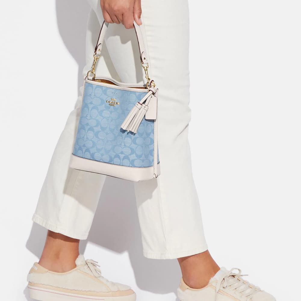 Мини-сумка COACH Mollie 22 Bucket Bag Blue Signature - изображение 4
