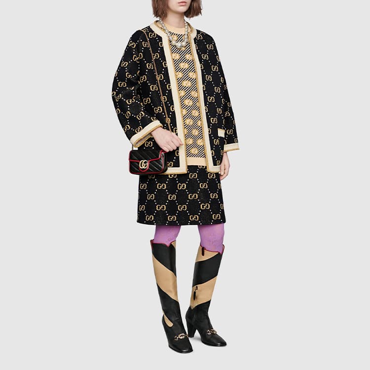 Сумка через плечо Gucci Marmont Mini Black/Red - изображение 7