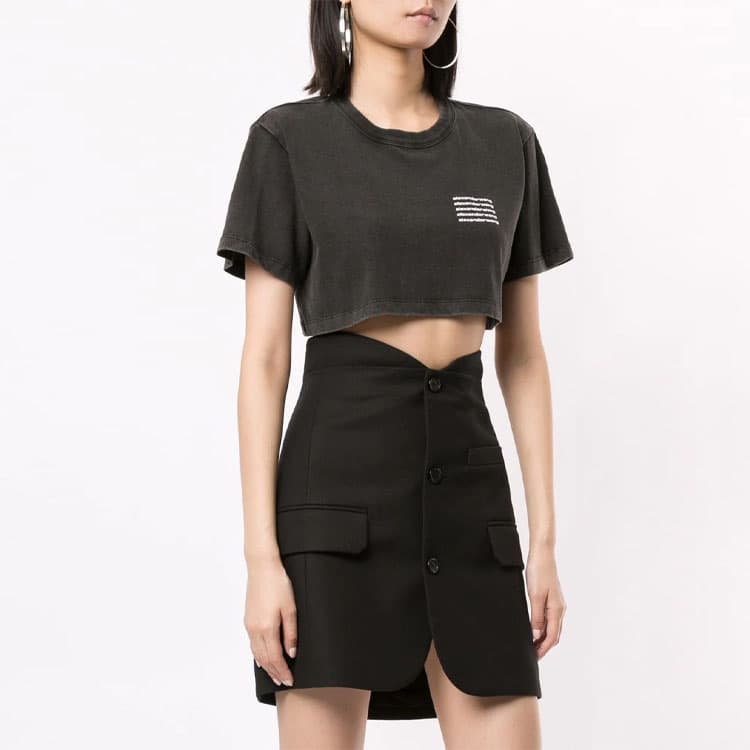 Alexander Wang Logo Cropped T-Shirt Black - изображение 4