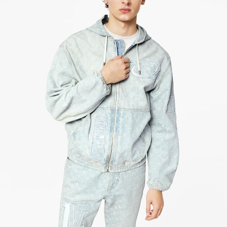 Джинсовая куртка LOUIS VUITTON x NBA Classic Zip Hoodie Denim Jacket - изображение 5