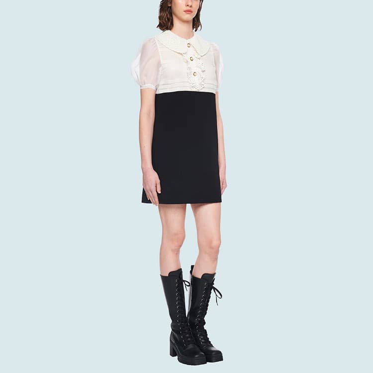 Платье MIU MIU FW21 Satin Dress Black White - изображение 5
