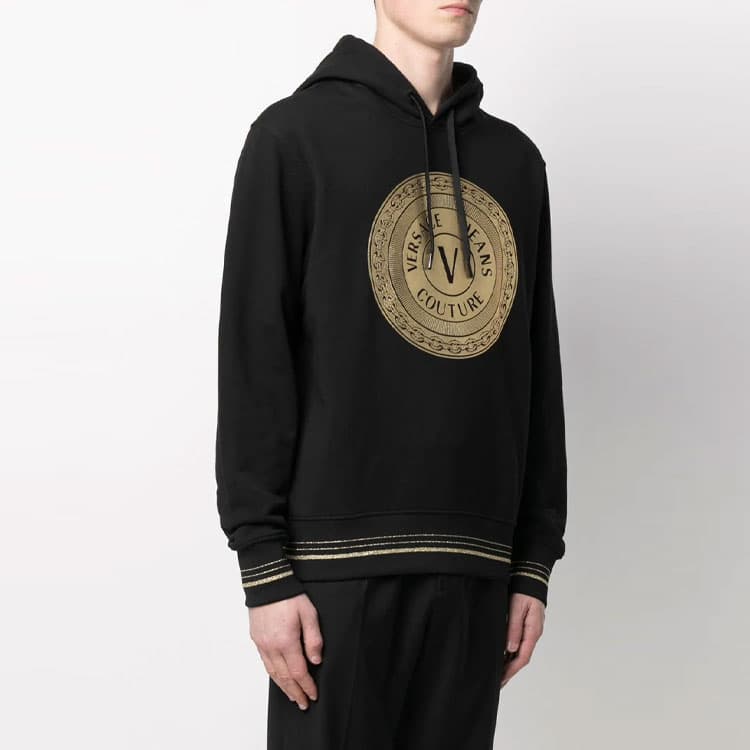 Худи Versace Jeans Couture SS21 Gold Logo Hoodie Black — фото 3