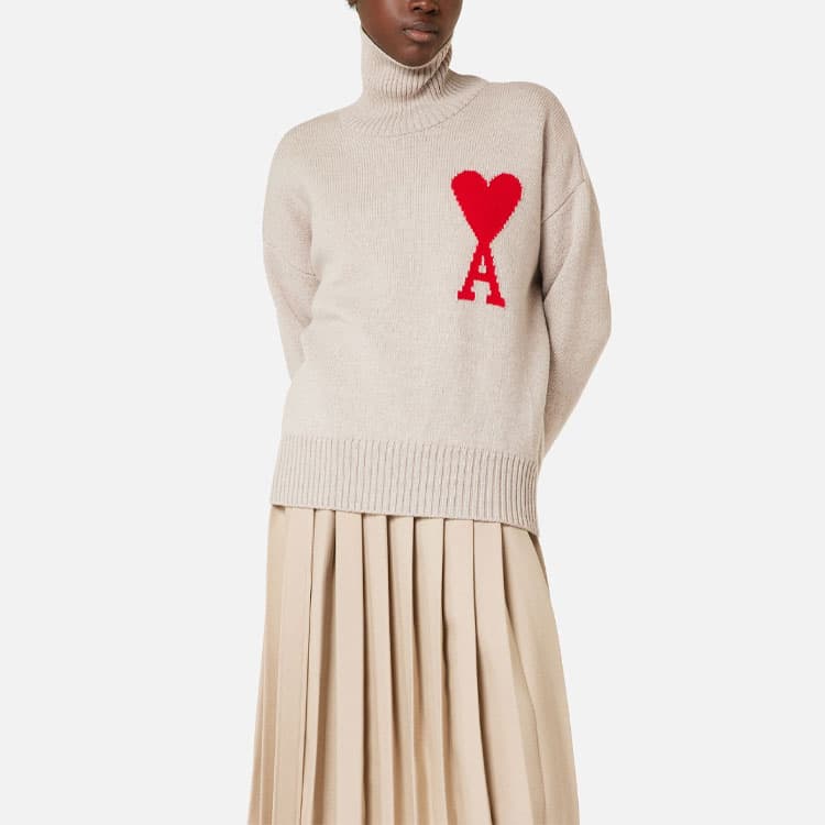 Кардиган AMIPARIS Turtleneck Wool Sweater Champagne - изображение 2