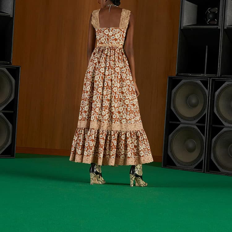 Gucci Love Parade Floral Dress Brown - изображение 4