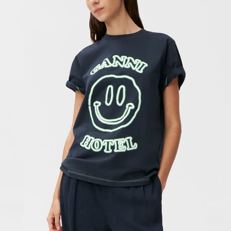 Футболка GANNI SS22 Logo T-shirt Blue — фото 5