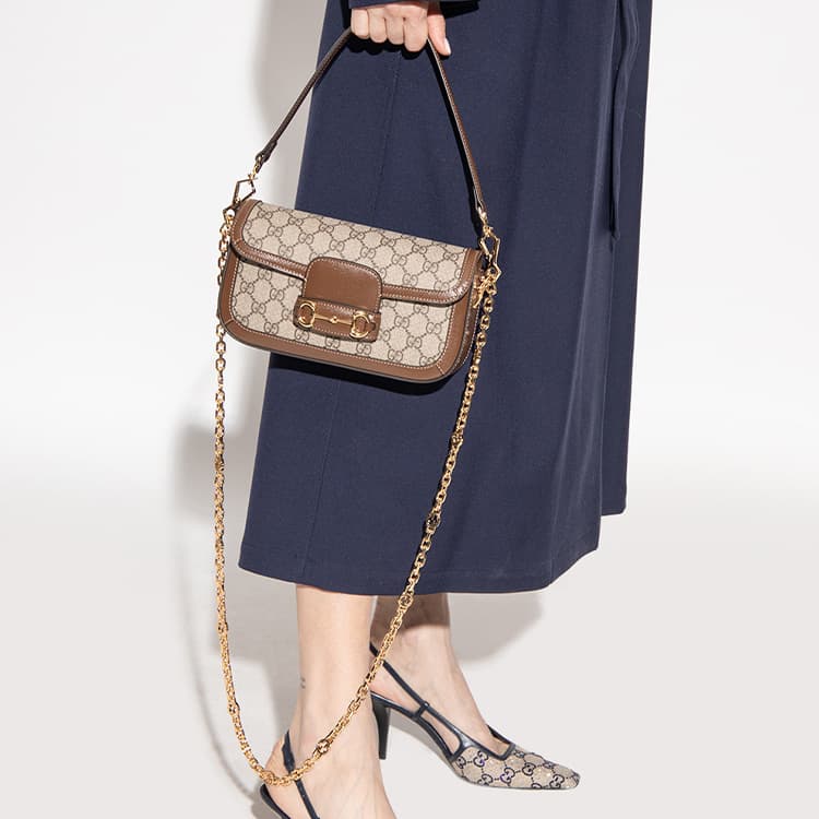 Мини-сумка Gucci Horsebit 1955 Brown - изображение 5