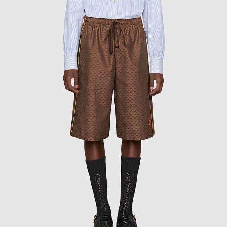 Шорты Gucci SS21 Silk Shorts Brown - изображение 5
