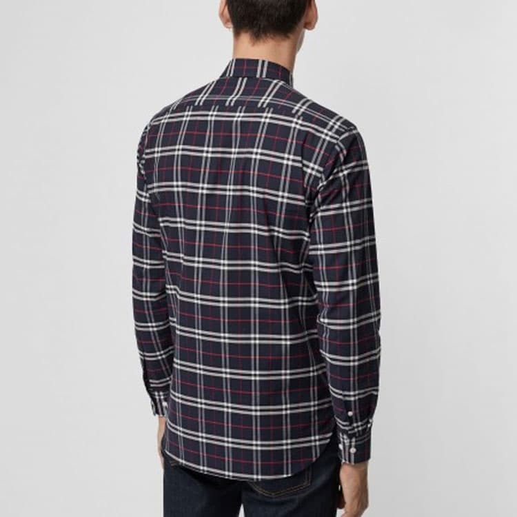 Рубашка Burberry Navy Check Button-Up Shirt — фото 6