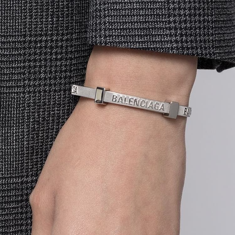 Браслет Balenciaga Logo Engraved Silver Bracelet - изображение 4