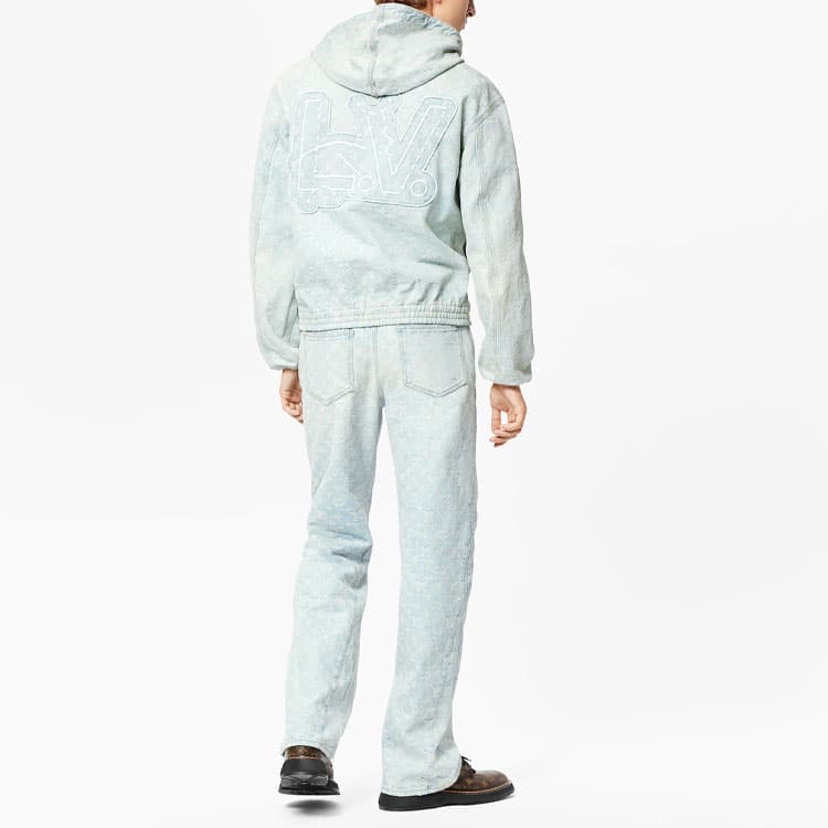 Джинсовая куртка LOUIS VUITTON x NBA Classic Zip Hoodie Denim Jacket - изображение 4