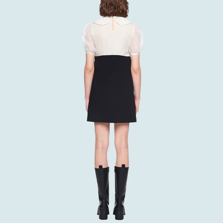 Платье MIU MIU FW21 Satin Dress Black White - изображение 4