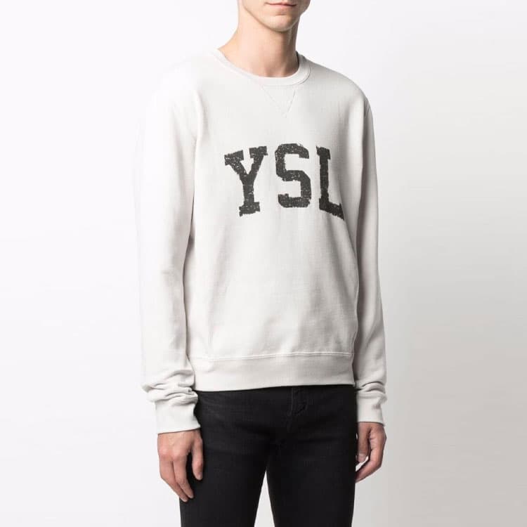 Кофта Saint Laurent Logo Crewneck Sweatshirt White - изображение 4