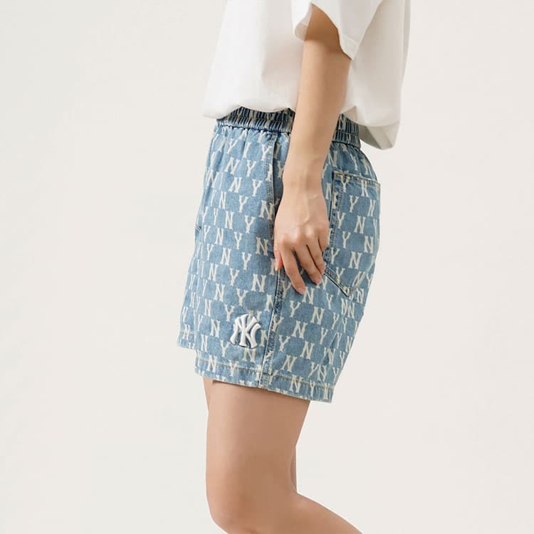 Джинсовые шорты MLB Classic Logo Denim Shorts Light Blue - изображение 5