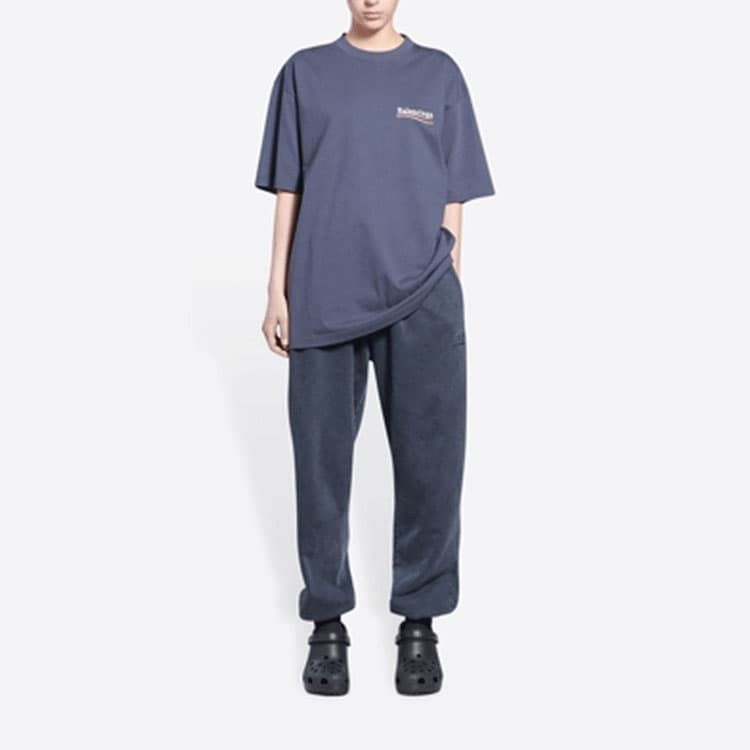 Футболка Balenciaga Logo Print T-Shirt Blue - изображение 2