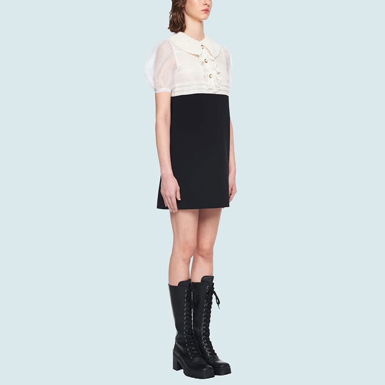 Платье MIU MIU FW21 Satin Dress Black White - изображение 6